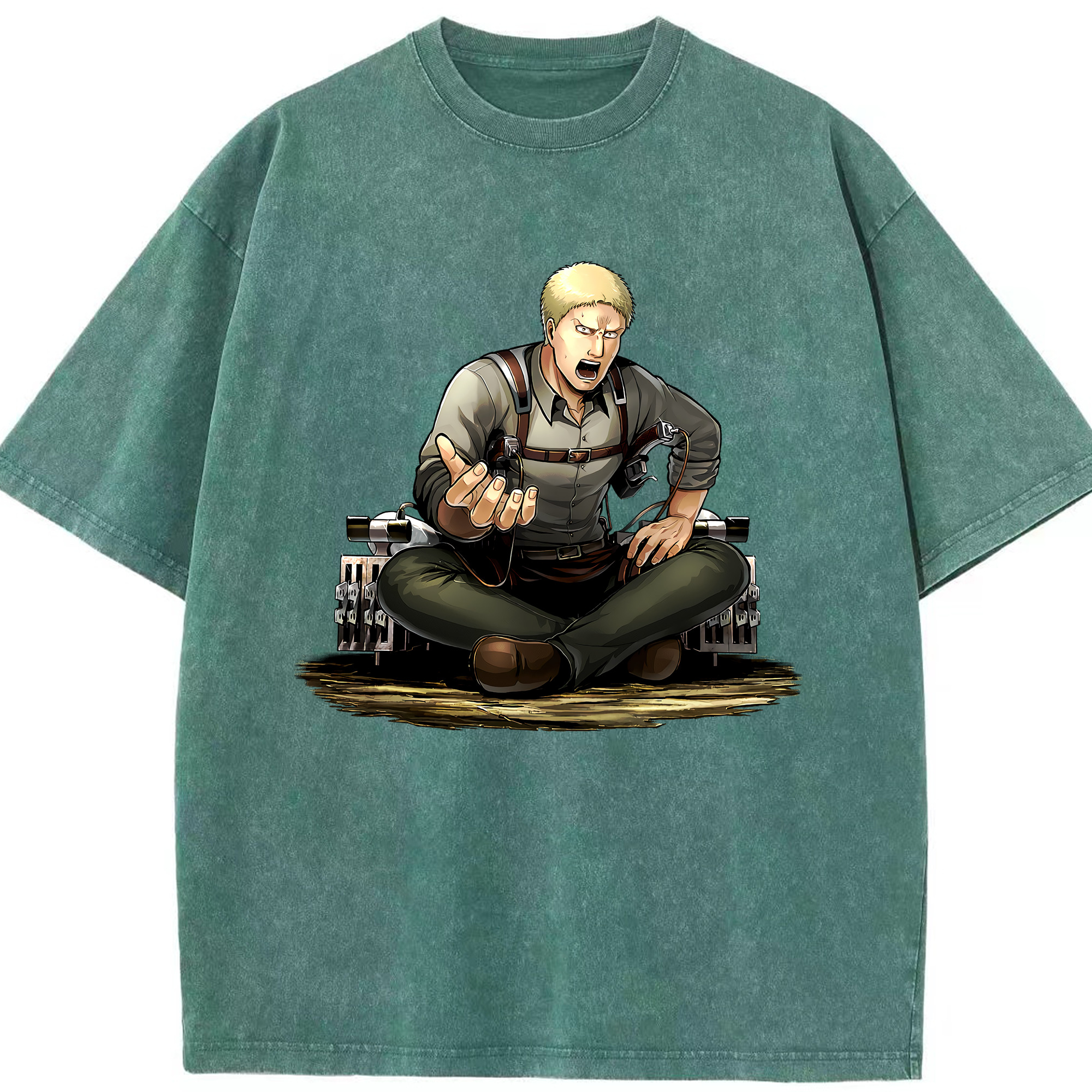（画像用） 進撃の巨人 ライナー・ブラウン Attack on Titan Reiner Braun 綿100% ヴィンテージ風 半袖Tシャツ（フロントプリント）